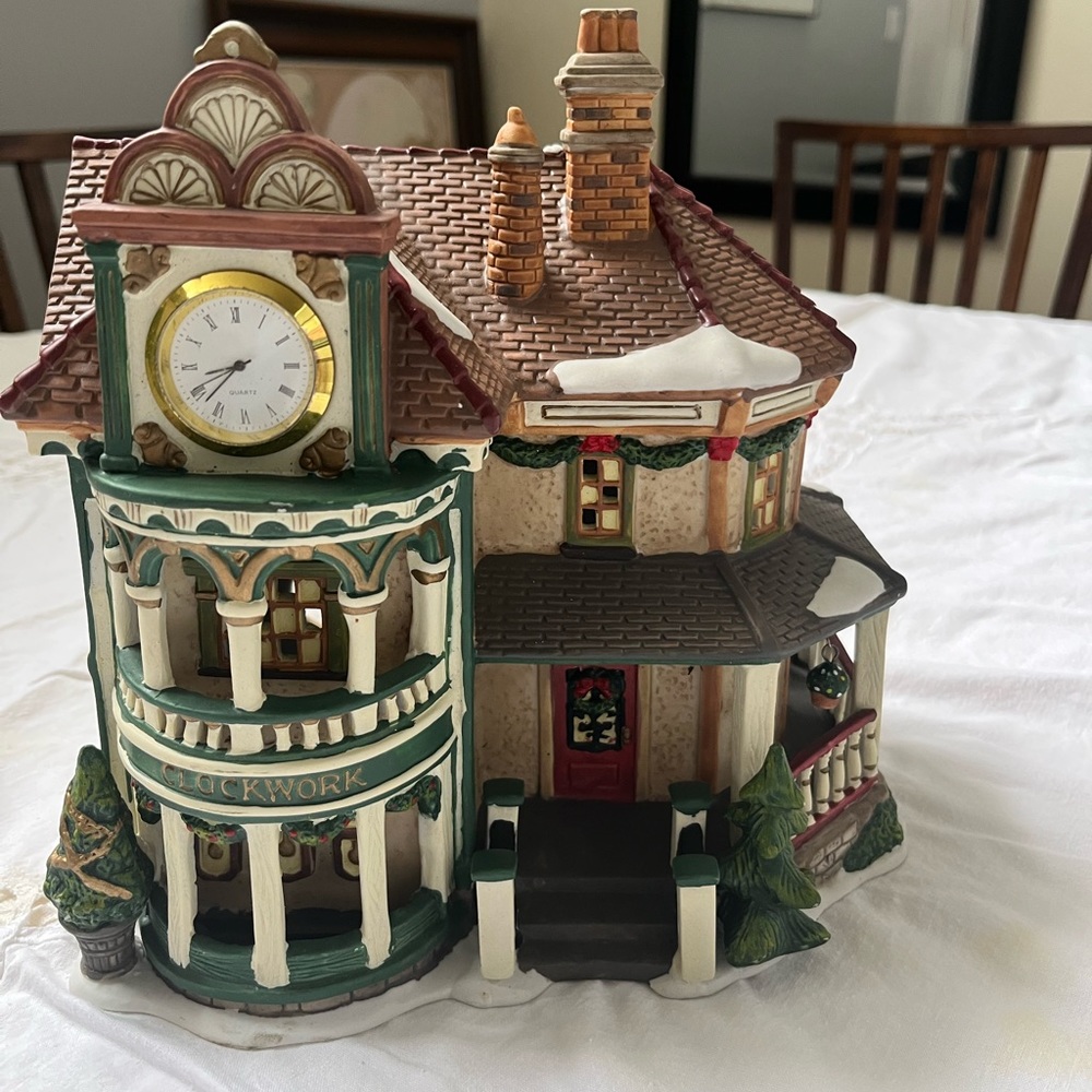 Ceramic Christmas House with clock tower